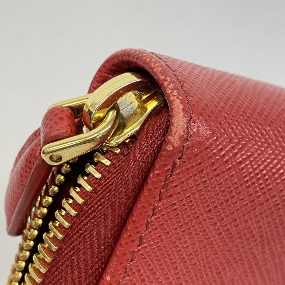 Prada Long Wallet Saffiano Leather Red Women's - Picture 6 of 12